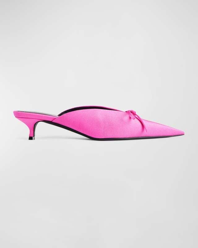 Knife Spandex Bow Mule Pumps